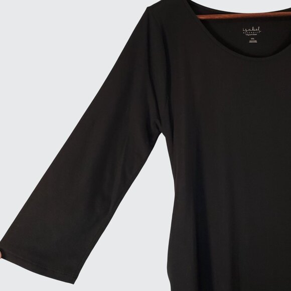 Preowned Isabel Maternity Knee Length Stretch Black Dress 3/4 Length Sleeve XXL - Picture 6 of 9